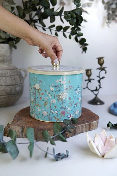 EVLE Botanica Patterned Food Storage Container - Metal Storage Container 17.5 cm x 15.5 cm Er146-9f