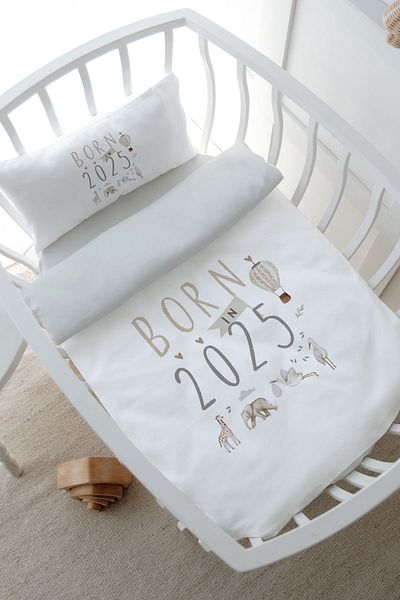 Tuğba Kuğu 2025 Natural Mother's Side Crib Bedding Set - Royal Series (60X100)
