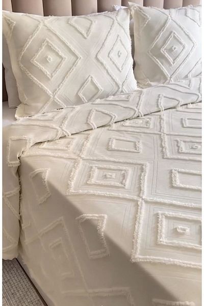 Köşem Çeyiz Sanem Ecru Pique Set - Double Bedspread