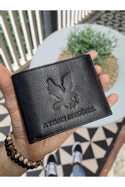 Visso leather VİSSO 261 Eagle Logo GENUINE LEATHER COIN POCKET BLACK COLOR LEATHER WALLET Leather Bag