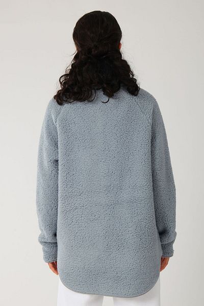 Coredra Length Zippered Teddy Plush Coat Women - Gray C508