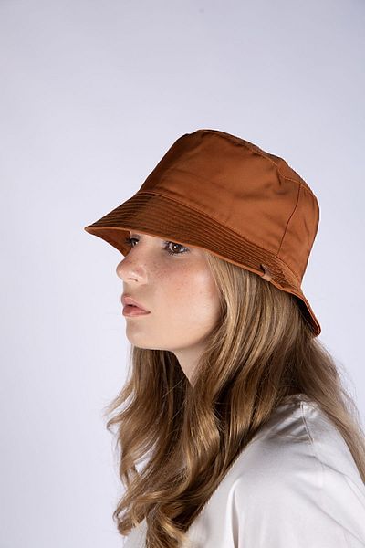 Nordbron Unisex Bucket Hat - Copper Leather, Label Detailed, Cotton and Anti-Sweat Lining Summer Bucket