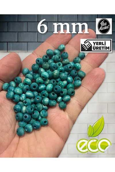 Selin Wooden Beads 6 Mm 80 Gr (720 Pieces) Turquoise