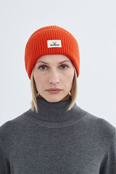 Nordbron Orange Unisex Acrylic - Soft Knitwear, Flexible Double Fold, Basic Financial with Winter Logo