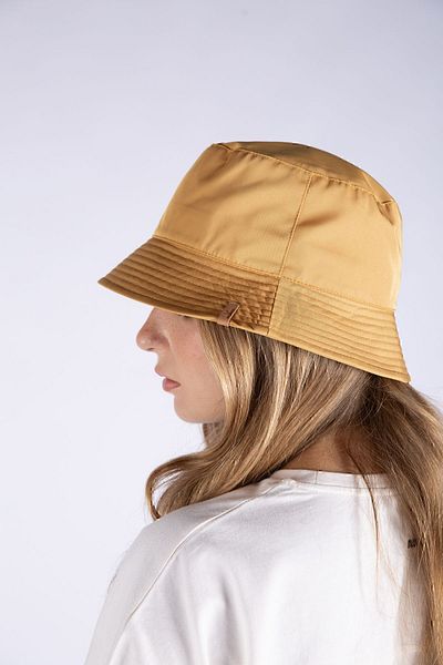 Nordbron Unisex Mustard Moena Leather Label Detailed Bucket Hat Cotton Inner Lining with Sweatband Logo Bucket