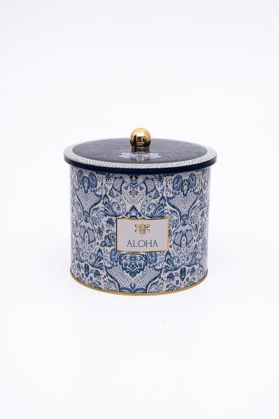 EVLE Azulejos Patterned Food Storage Container - Metal Storage Container 17.5 Cm X 15.5 Cm Er146-3h