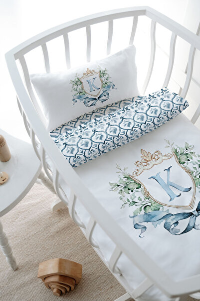 Tuğba Kuğu Anne Yanı Beşik Nevresim Takımı (60x100) - Blue Royal Series - K Harfi