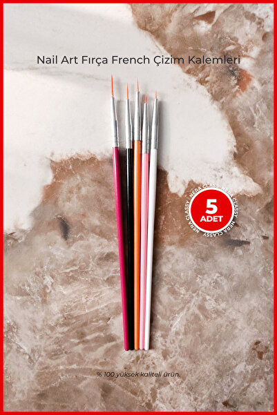 Nera Classy 5 Adet Tırnak Sanatı Fırçası, Tırnak French Kalemi, Takma Tırnak French Kalemi