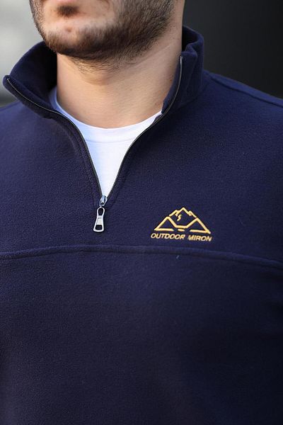 Miron Φούτερ με φερμουάρ με φερμουάρ σε μπλε μπλέ Unisex κέντημα με λεπτομέρεια - 2321