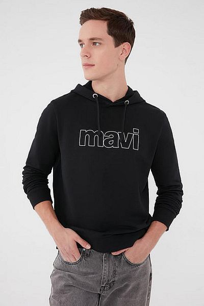 Mavi 065606-900 Hanorac cu logo Kapıson Hanorac negru pentru bărbați
