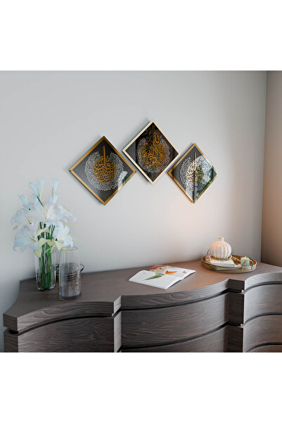 iwa concept Ayetel Kürsi and Felak-Nas Sureleri Set of 3 Decor - Islamic Glass Decor