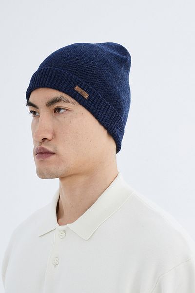 Nordbron Men's Winter Mini Landson - Dark Blue, Wool, Soft Knitwear, Double Layer Beret