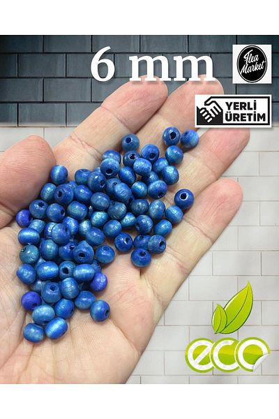 Selin Wooden Beads 6 mm 80 g (720 Pieces) Blue
