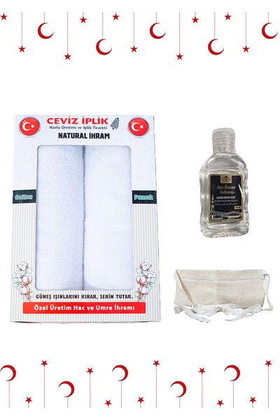 Ceviz İplik 100% Cotton Natural Ihram Set - Ihram Belt and Soap Gift