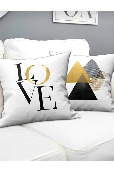 Ardizayn Love - Σετ 2 Λευκές Μαξιλαροθήκες - 43x43 cm, Εκτύπωση διπλής όψης