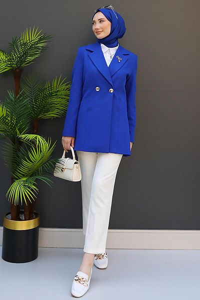 GİZ AGİYİM Saks Jacket - Διπλό Κουμπί