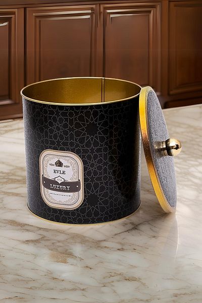 EVLE Trellis Patterned Food Storage Container - Metal Storage Container 17.5 cm X 18 Cm, 4.1 Liter, Er147-V2