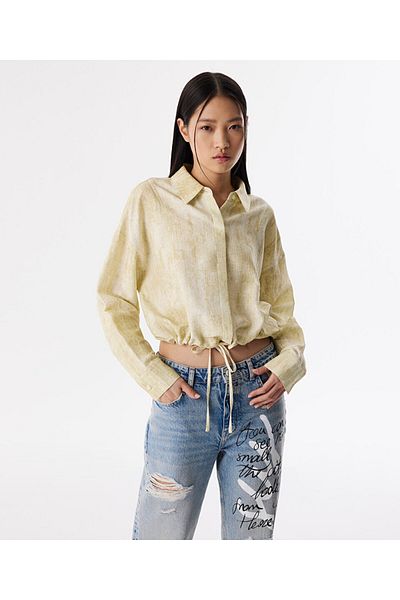 Twist Adjustable Waist Textured Shirt