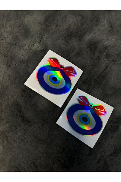 MOTTOMOR Nazar Boncuğu Büyük Boy Hologram Etiket Sticker 2'li 16cm Tır Kamyon...