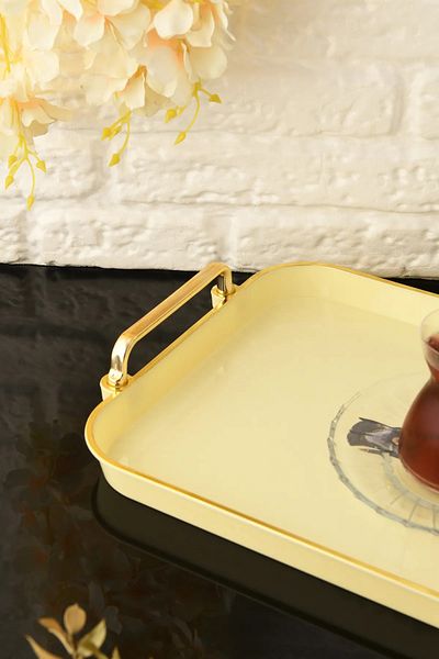UCR HOME Elisa Gold Colored Gilded Cream Tray - 40X26.5 cm Pls 3508