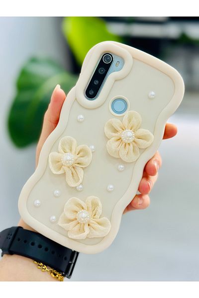 Go Aksesuar جراب سيليكون متوافق مع هاتف Redmi Note 8 بتصميم زهرة التول مع لعبة