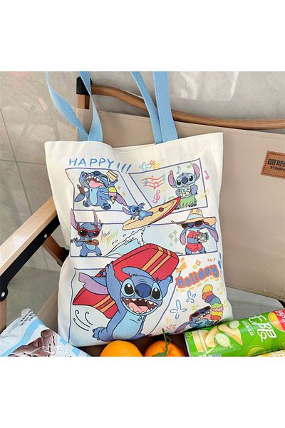 Choice 3 Disney Stitch Handbag Cute Cartoon Angel Good-looking High-capacity Student Canvas Shoulder Bag S.