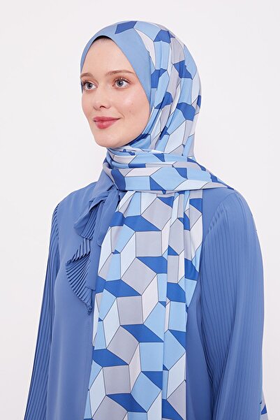 Levidor Indigo Geometric Pattern Club Shawl