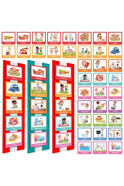 Choice Colorful 60 Pcs Visual Schedule Visual Wall Planner Daily Routine Chart For Kids Daily Visual Schedu