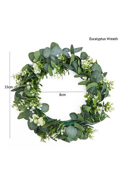 Choice 33cm Eucalyptus Wreath Flowers Gifts Diy Rattan Creative Artificial Garland Hanging Pendants Wedding