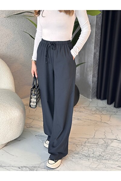 By Merve Darende Boru Paça Beli Lastikli Palazzo Pantolon