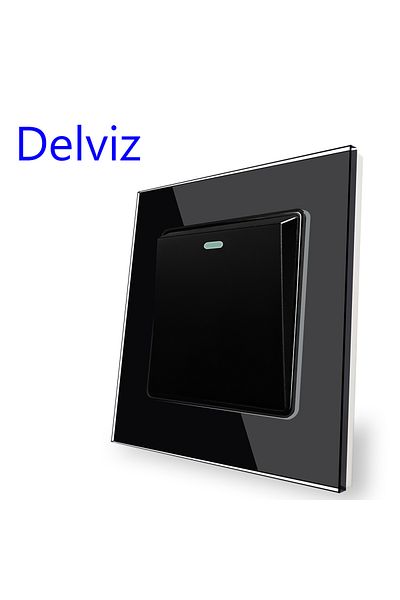 Choice 1 Gang 2 Way Delviz Toughened Glass Panel, Tv Computer Switch 86mm*86mm, Black 1 Gang 2 Way Push But