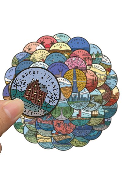 Choice 50 Pcs 50pcs American 50 States Tourism Landscape City Stickers Decals Kids Diy Diary Suitcase Scrap