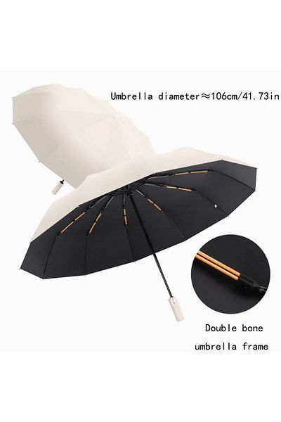 Choice Metal-fiber Composite 12k Beige Reinforced 24-bone Umbrella, Durable Wind-resistant Umbrella, Anti-