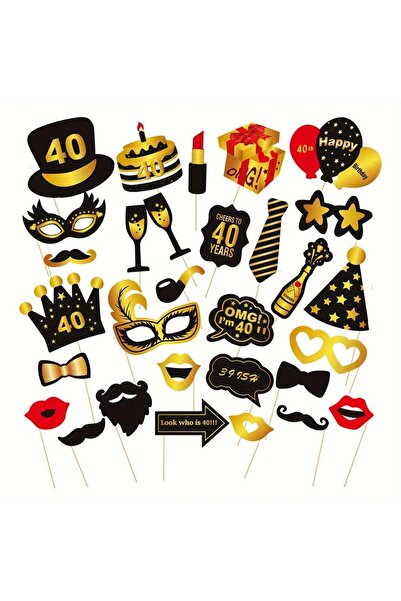 Choice MULTI 30pcs 40th black and golden universal birthday photo props birth...
