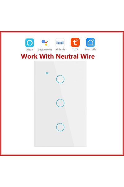 Chevolink 121bw-white-03 Tuya Wifi Smart Light Switch Neutral Wire Required Wall Touch Switch Us Smart Life Wo