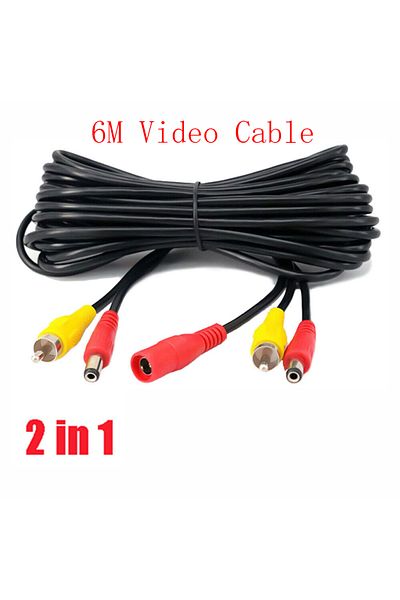 Choice 6m 6 M/10m/15m Car Video Rca Extension Cable 2-in-1 For Backup Camera Line