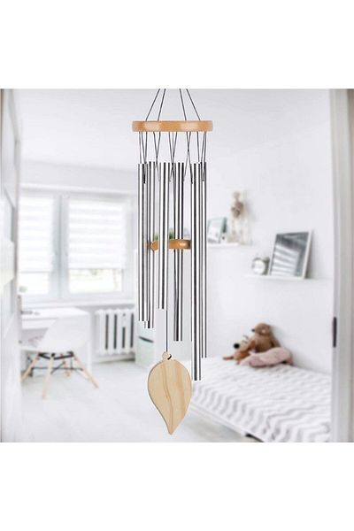 Choice Silver(6 TUBES) Good Luck Wind Chimes, 6 Tubes Bell Pendant For Home Decorations, Clear And Elegant