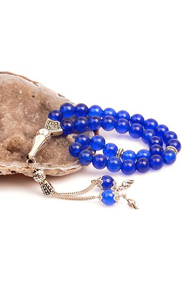 Taş Sandığı Blue Jade Stone Rosary (8 mm)