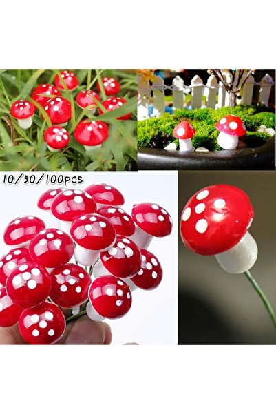 Choice1 100/50/10pcs Mini Mushroom Miniatures Fairy Garden Moss Terrarium Resin Crafts Decorations Artifi...