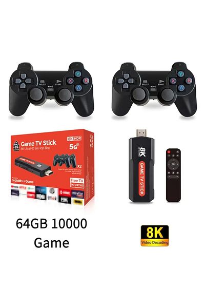 Choice Black Game Stick Mini Tv Pocket Game Console Wireless Gamepad Electronic Games 64g 20000 Retro Game