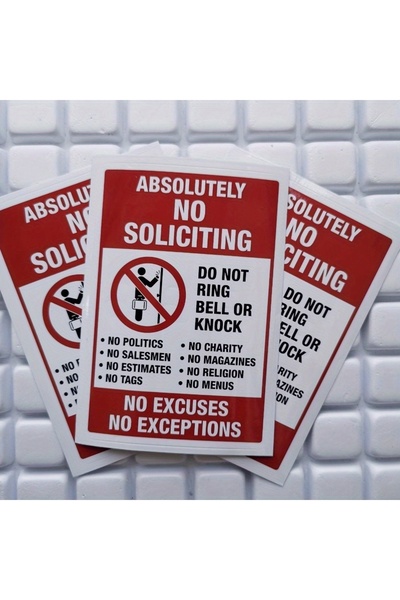 Choice Red 3pcs No Soliciting Sticker Set No Excuses No Exceptions Do Not Rin...