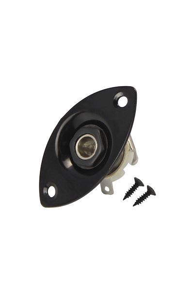 FLEOR Black 1pcs Oval Guitar Output Jack Socket 1/4'' 6.35mm Mono Jack For Electric Guitar, Chrome/b