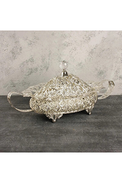 UCR HOME Leila Aynalı Gümüş Oval Gondol Şekerlik & Kurabiyelik & Çikolatalık & Lokumluk 1531G