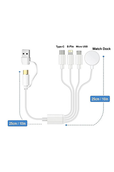 Choice كابل شحن متعدد 4 في 2 50 سم - 19.6 بوصة لساعة iWatch والهاتف لهاتف iPh...
