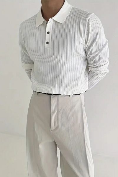 Tarz Cool Men's Buttoned Long Sleeve Polo Collar Knitwear Sweater