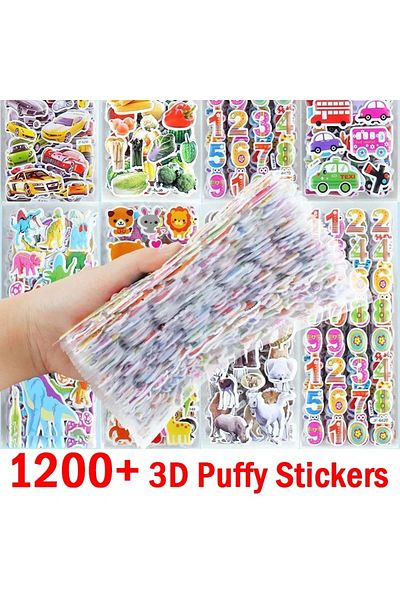Choice 40 Sheets Mix 3d Cartoon Puffy Stickers 40/20 Different Sheets Kids Boys Girls Reward Bulk Assorted