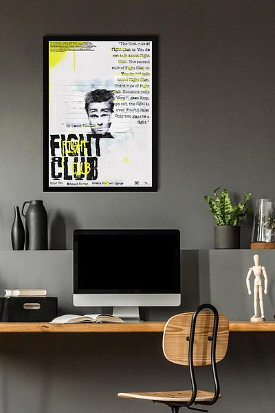 Saturn Fight Club Framed Painting - Fight Club Movie Poster Painting