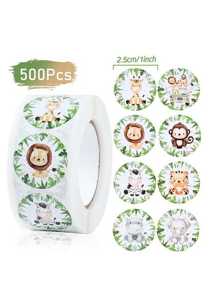 Choice As Picture Beige Jungle Animals Birthday Candy Bags Box Sticker Happy Birthday Party Decoration Gift