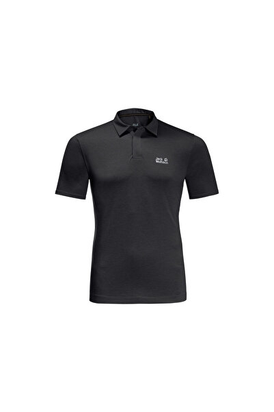 Jack Wolfskin Tricou polo negru pentru bărbați Pack & Go Polo POLO BĂRBAȚI tr...