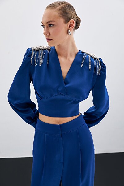 Sateen Коротка блуза з аксесуарами на плечах - ІНДИГО